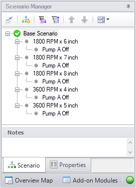 The Scenario Manager on the Quick Access Panel for the Hot Water System example.